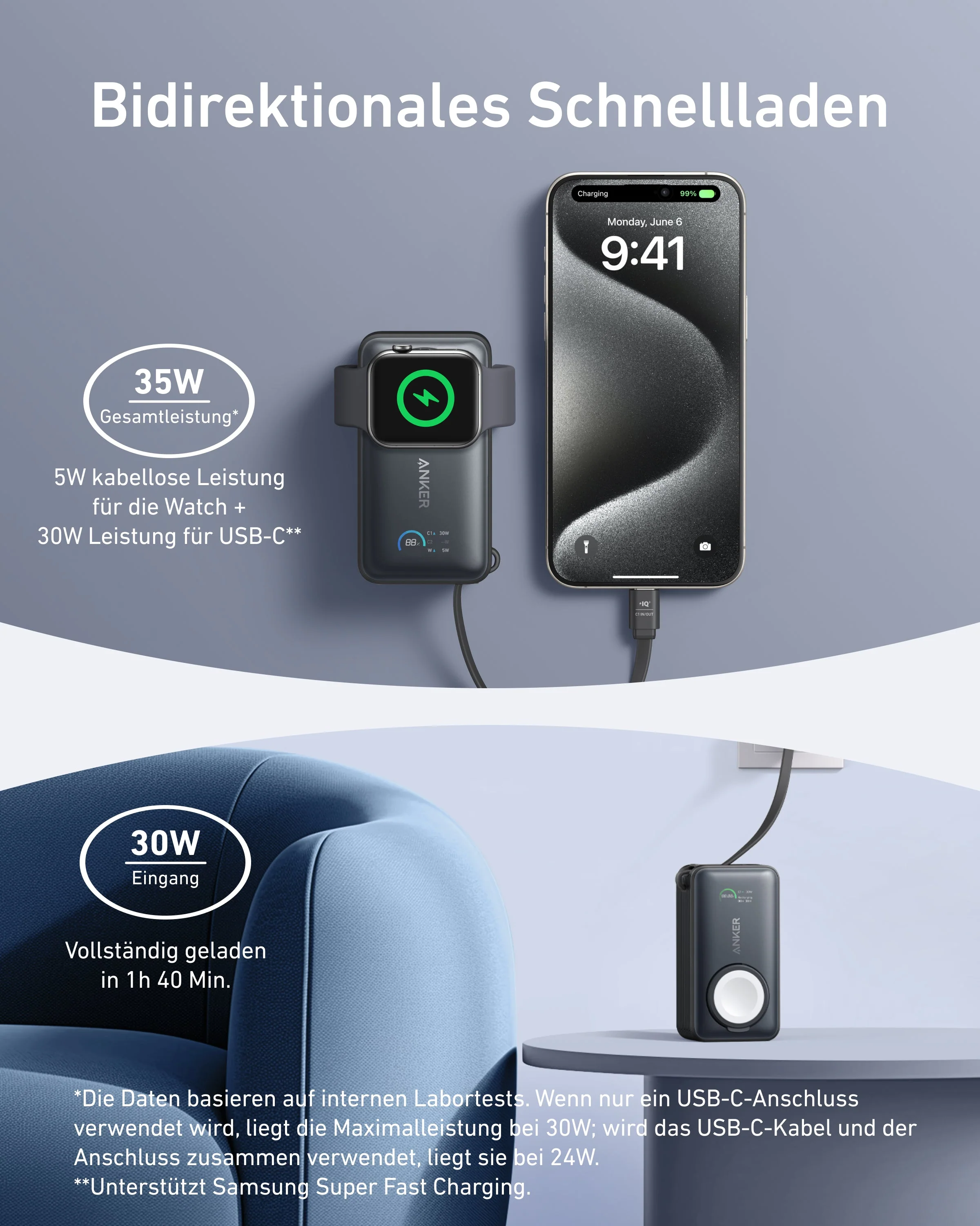 Anker MagGo Powerbank (10000mAh, 35W, für Apple Watch) - Image 3