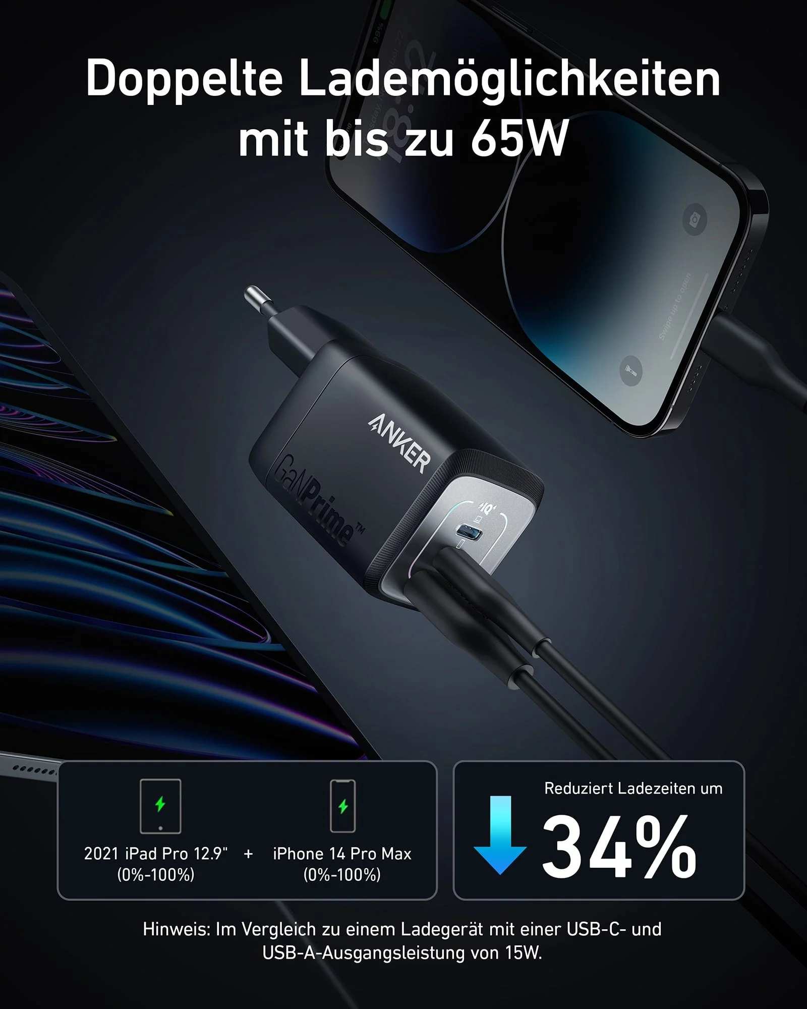 Anker Prime 67W GaN Wandladegerät (3 Ports) - Image 3
