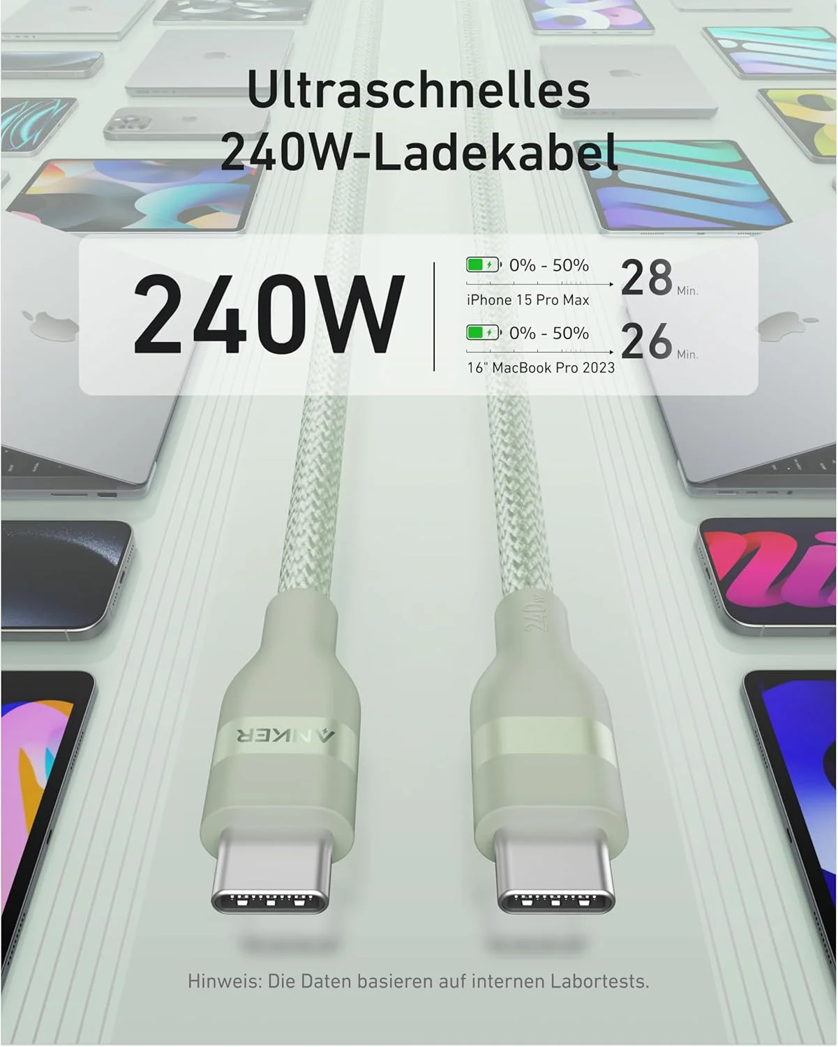 Anker USB-C auf USB-C Kabel (90cm/180cm, 240W, Upcycled-Geflochten) - Image 32