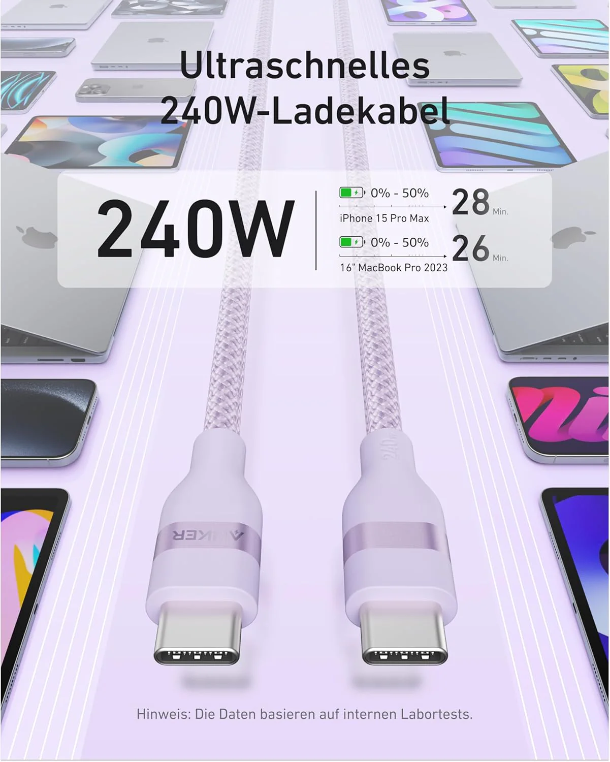 Anker USB-C auf USB-C Kabel (90cm/180cm, 240W, Upcycled-Geflochten) - Image 38