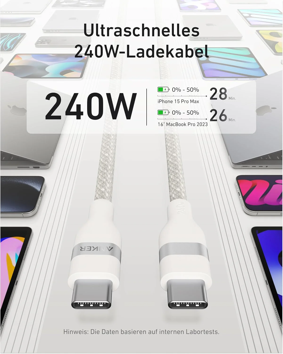 Anker USB-C auf USB-C Kabel (90cm/180cm, 240W, Upcycled-Geflochten) - Image 8