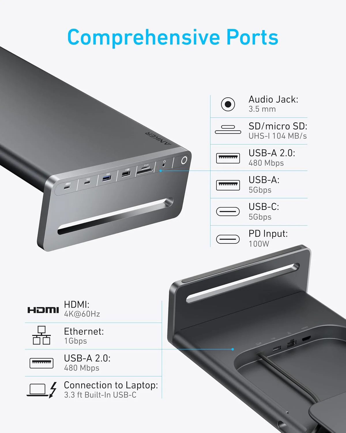 Anker USB-C Hub (10-in-1, Monitorstandfuß) - Image 3