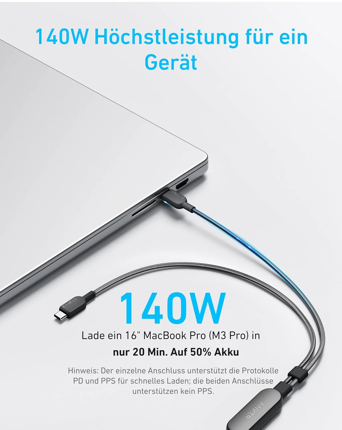 Anker 2-in-1 USB-C auf USB-C Kabel (120cm, 140W, Flecht-Design) - Image 3