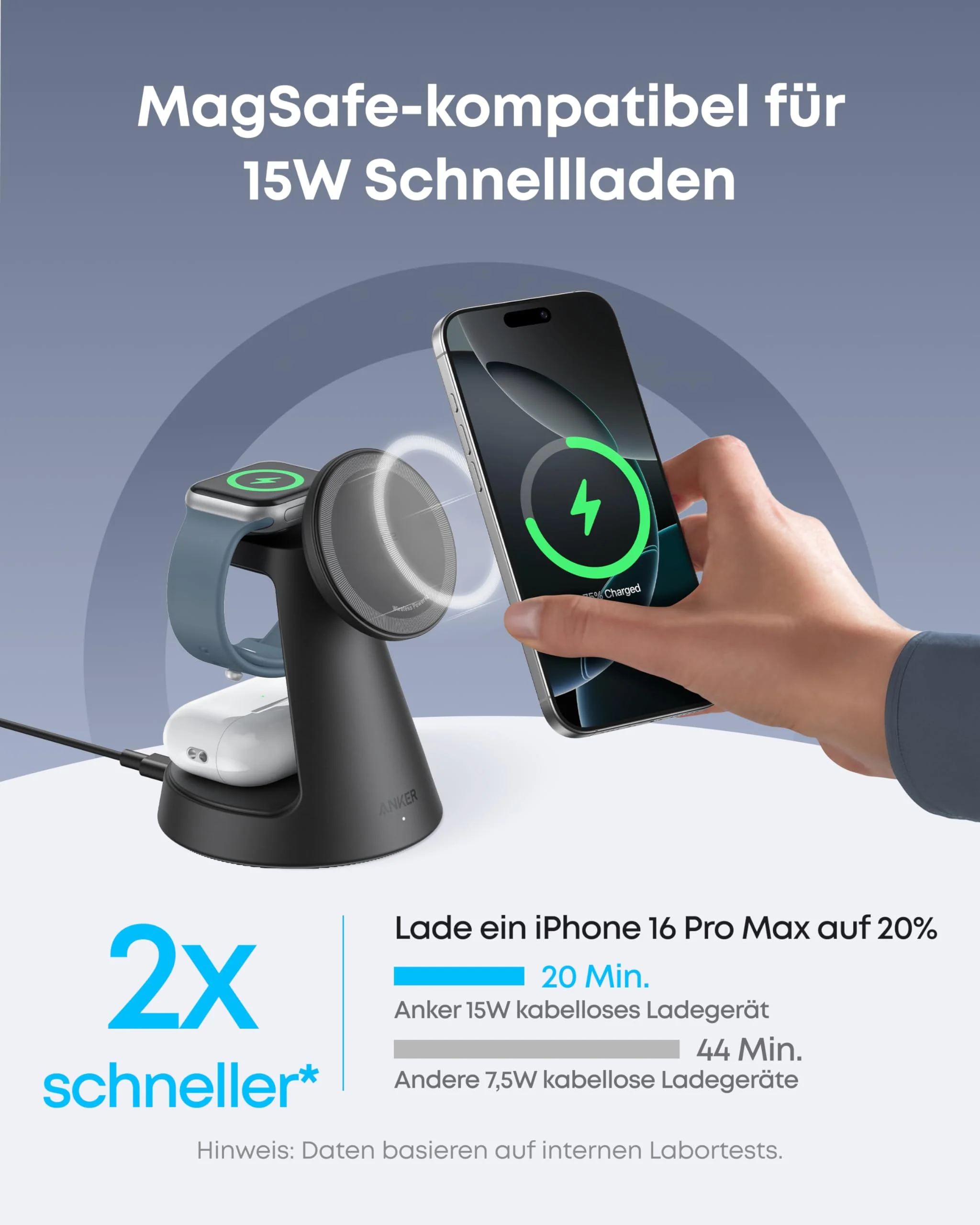 Anker Kabellose Ladestation  (3-in-1, Magnetischer Ständer) - Image 10