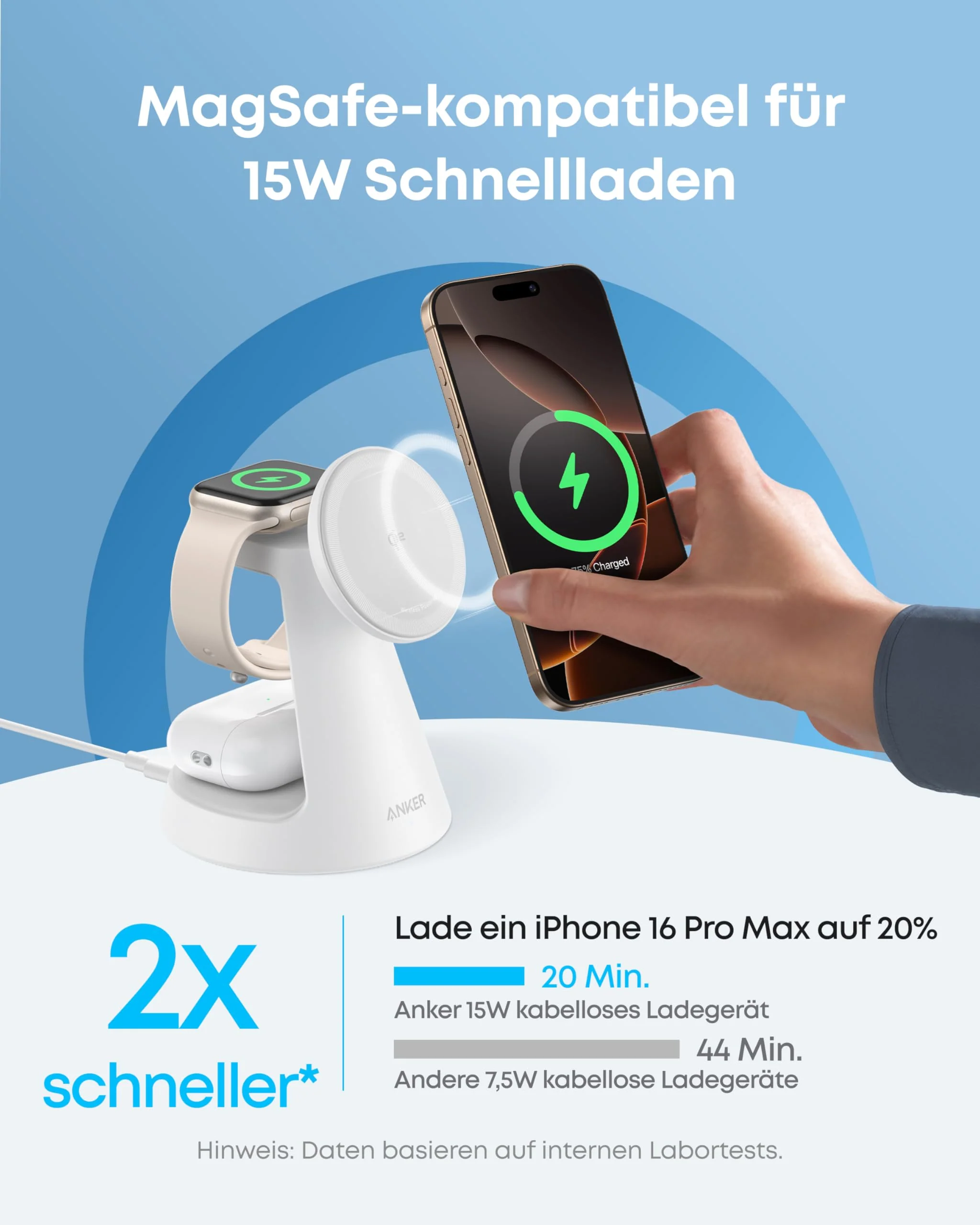 Anker Kabellose Ladestation  (3-in-1, Magnetischer Ständer) - Image 4