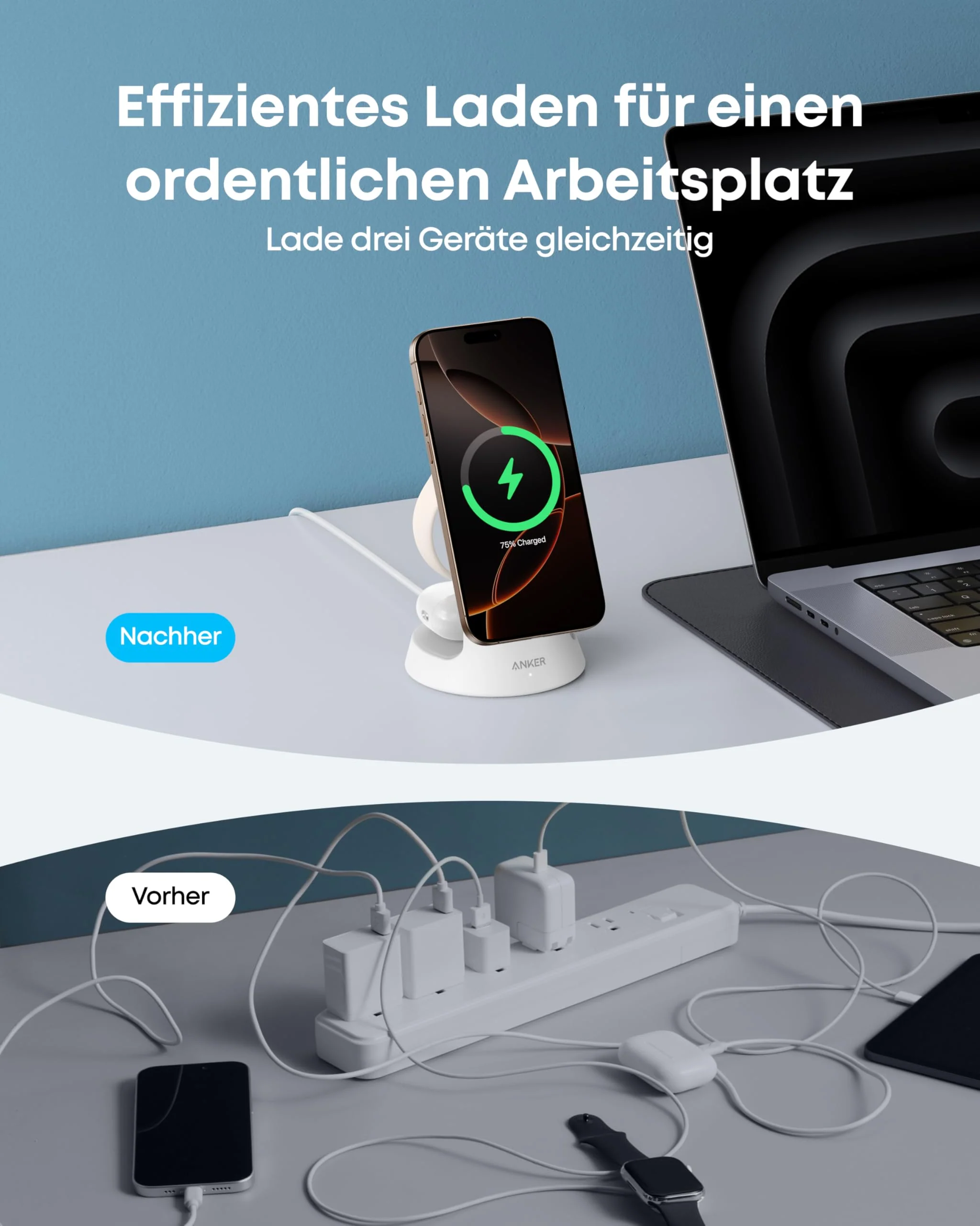 Anker Kabellose Ladestation  (3-in-1, Magnetischer Ständer) - Image 7