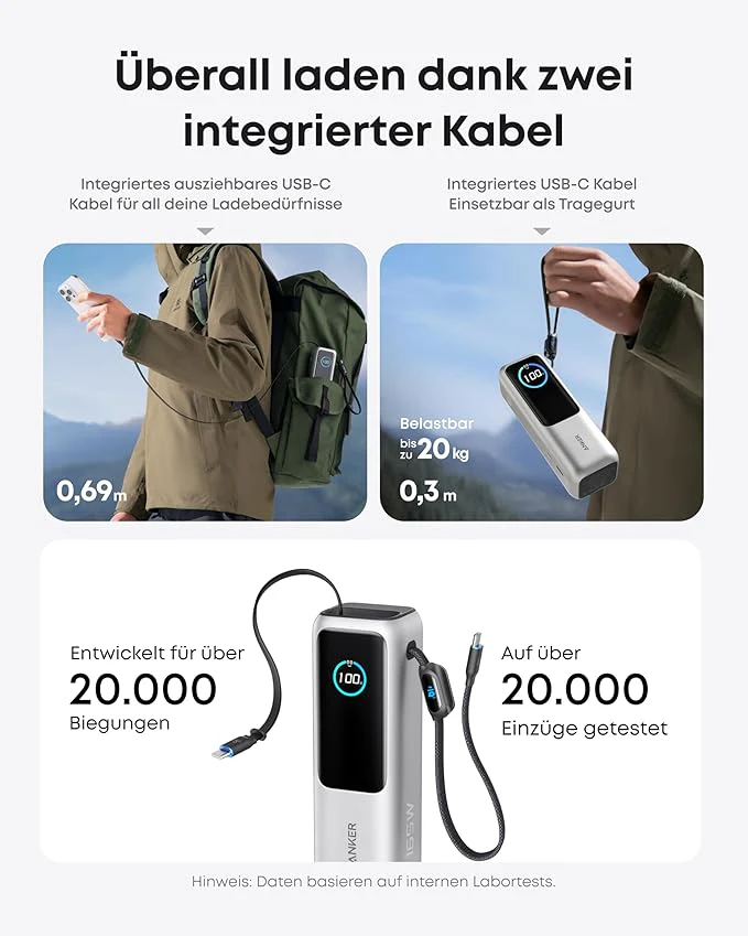 Anker Powerbank (25K, 165W, Integriertes + einziehbares Kabel) - Image 9
