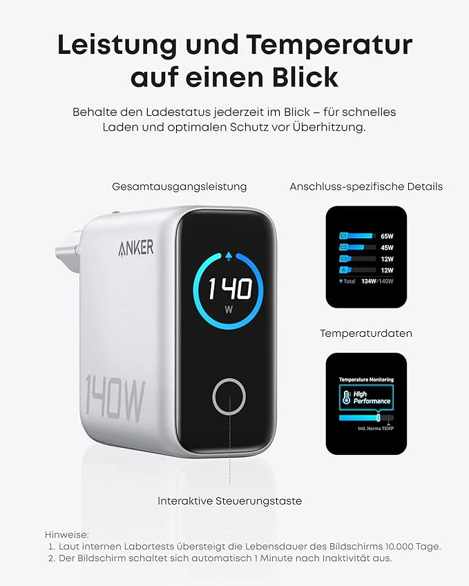 Anker Ladegerät (140W, 4-Port, PD 3.1) mit USB-C Kabel - Image 10