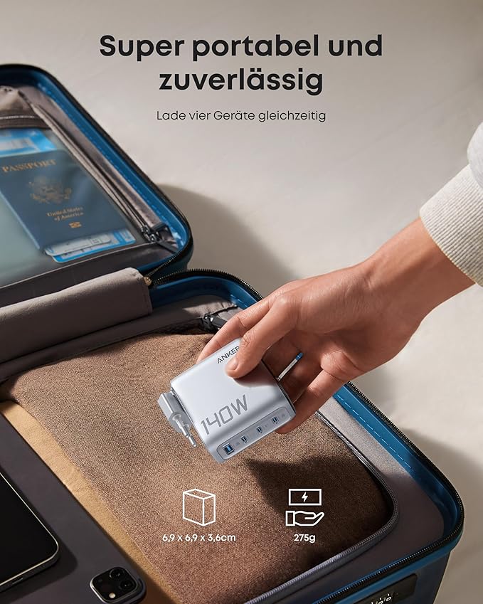 Anker Ladegerät (140W, 4-Port, PD 3.1) mit USB-C Kabel - Image 12