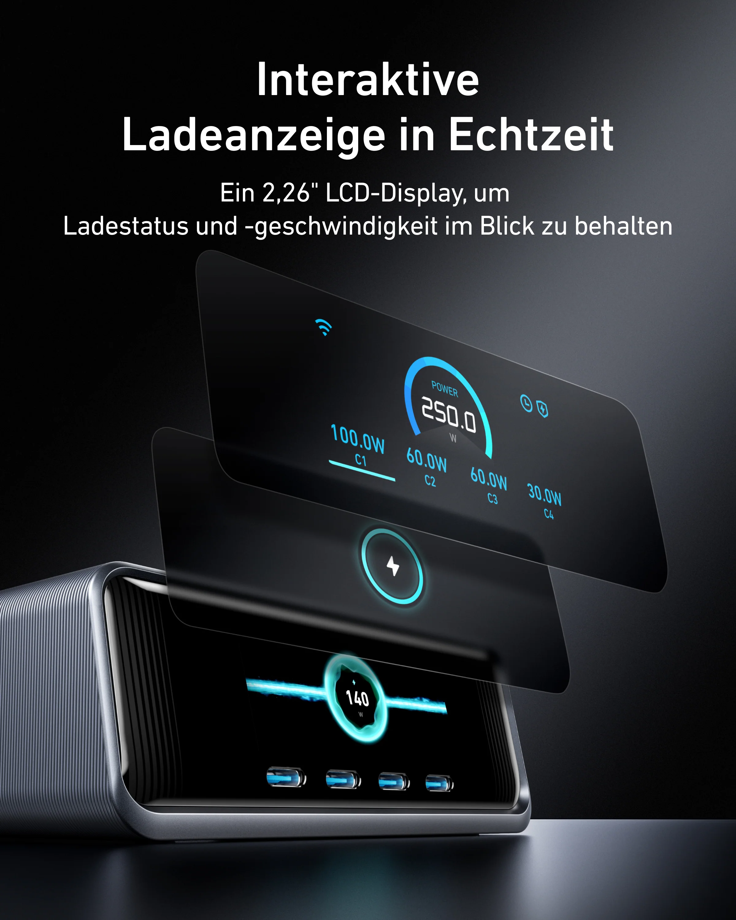 Anker Prime Ladegerät (250W, 6 Ports, GaNPrime) - Image 4