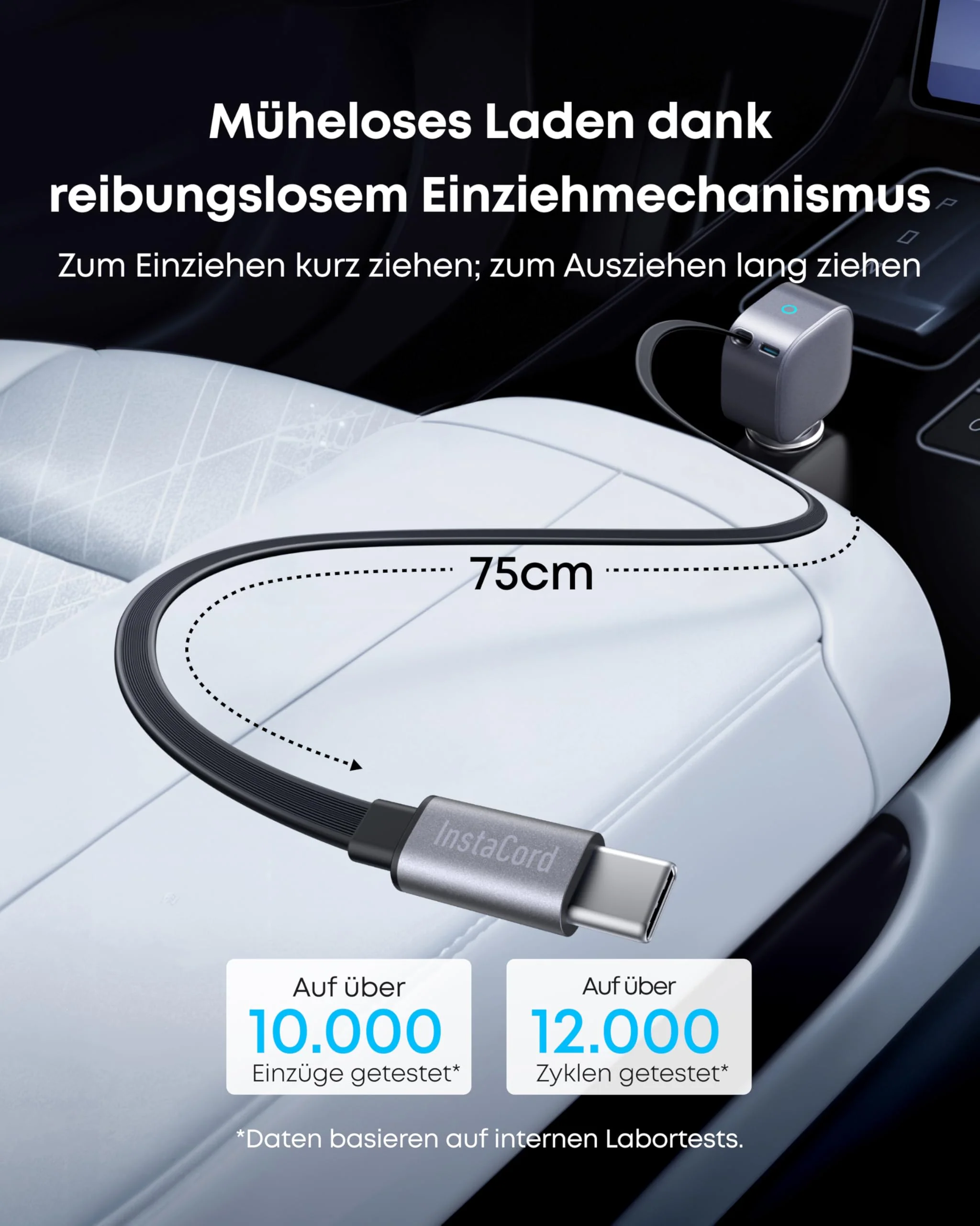 Anker Nano Kfz-Ladegerät (75W, USB-C Port, Integriertes einziehbares USB-C Kabel) - Image 4