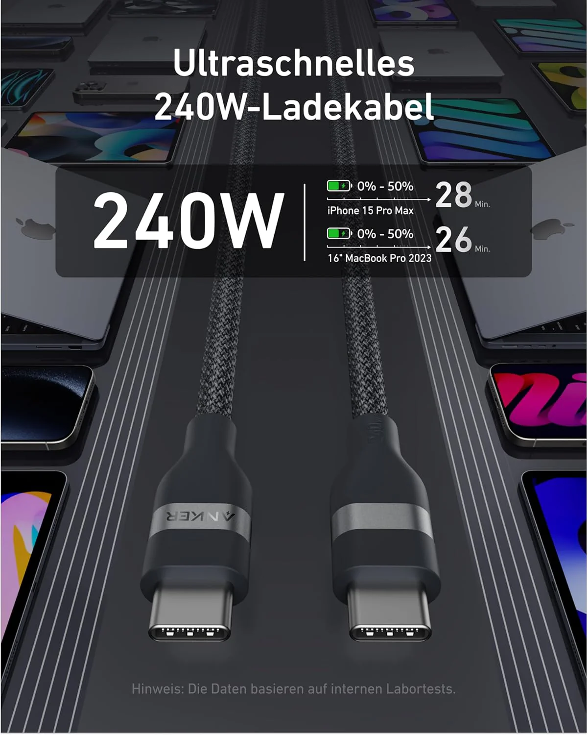 Anker USB-C auf USB-C Kabel (90cm/180cm, 240W, Upcycled-Geflochten) - Image 15