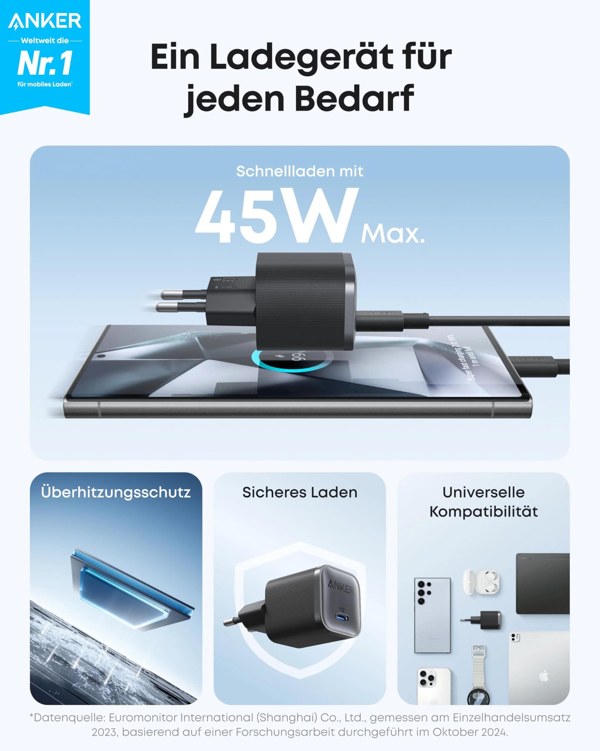 Anker Nano Ladegerät (45W, mit 180cm USB-C Kabel) - Image 7