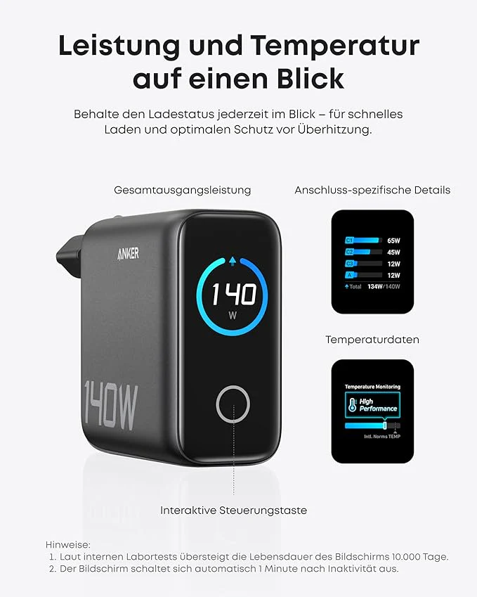 Anker Ladegerät (140W, 4-Port, PD 3.1) mit USB-C Kabel - Image 4